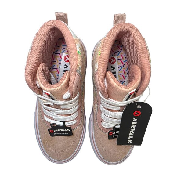 Airwalk Canvas High Top Skate Sneakers Little Girl Size 1 Lace-Up Floral Peach - Picture 6 of 7